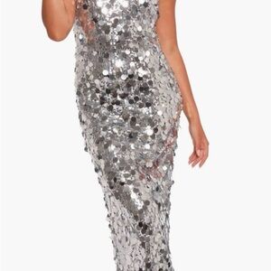 Petal & Pup Silver Sequin Maxi Dress